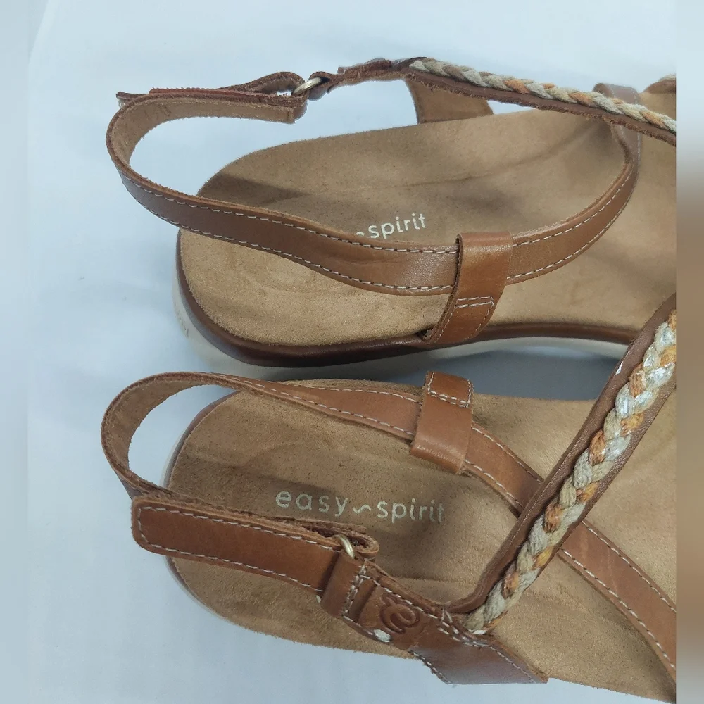 Easy Spirit Ivani Braided Slingback Sandals Brown Casual Women's Size 7M